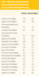 Zawartość aminokwasów w larwach