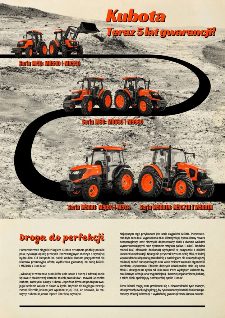 5 lat gwarancji na kubota m5