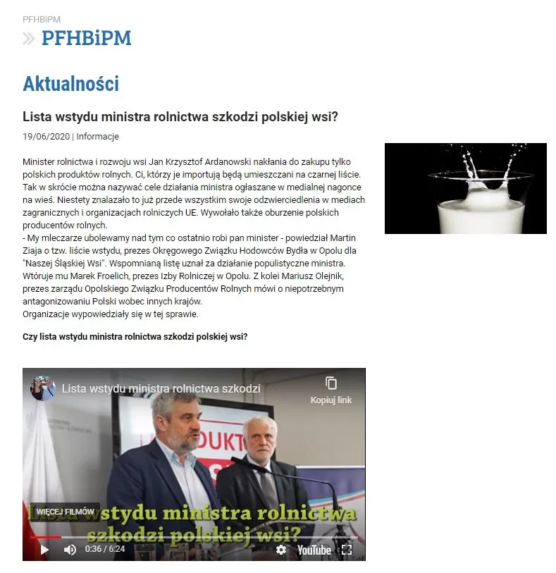 Lista wstydu ministra rolnictwa szkodzi polskiej wsi
