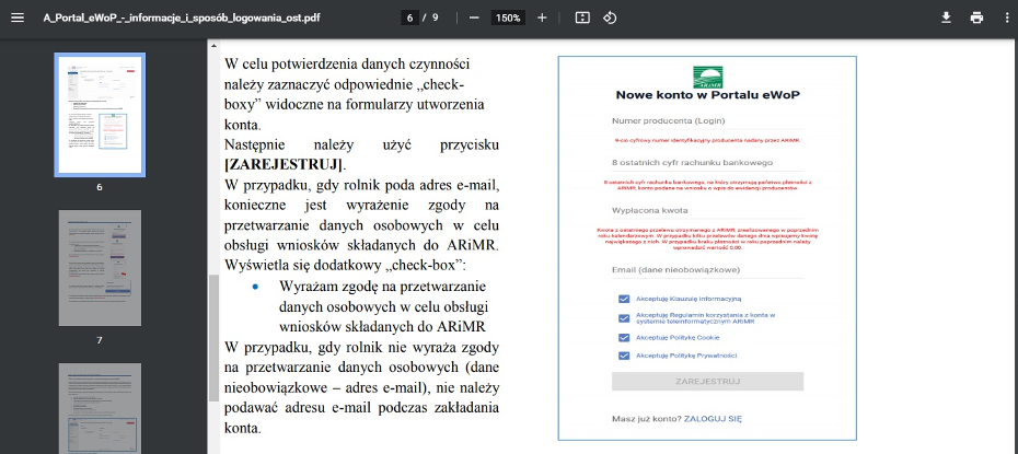 Aplikacja ARiMR. Pierwsze logowanie