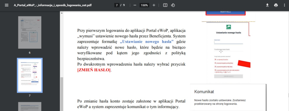 Aplikacja ARiMR. Zmiana hasła