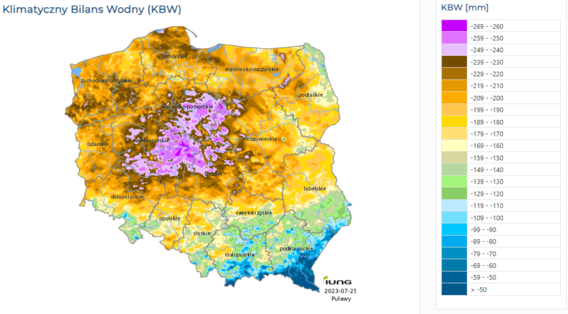 zatrzymać wodę w glebie - susza w Polsce - mapa