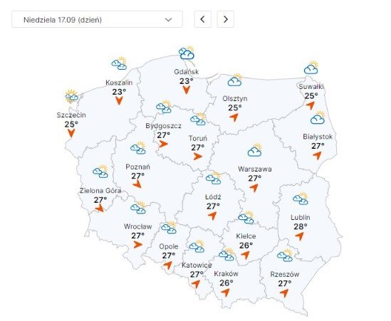 Pogoda na weekend na niedzielę 17 września 2023