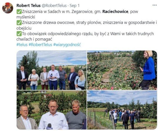 Zniszczone sady w&nbsp;Raciechowicach