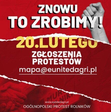 generalny strajk rolników - protest rolników 20 lutego