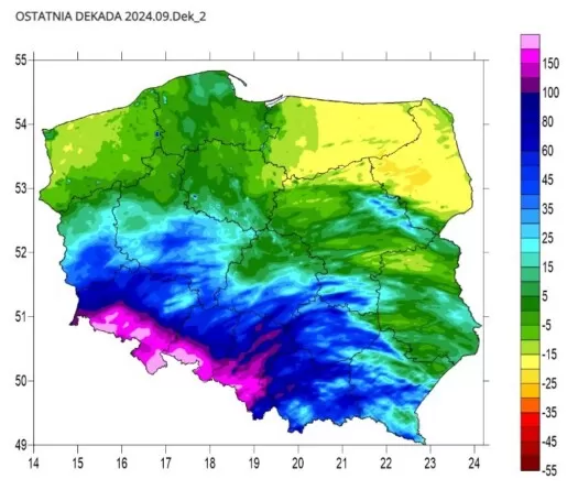 Klimatyczny bilans wodny w lipcu i sierpniu