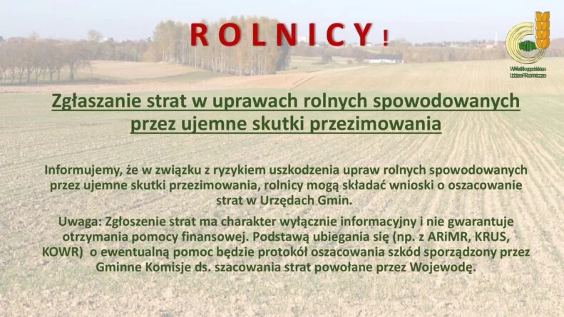 zgłaszanie strat w uprawach po zimie 2026