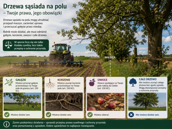 Drzewa na granicy gruntów rolnych mogą zacieniać pola i&nbsp;ograniczać swobodę użytkowania ziemi.