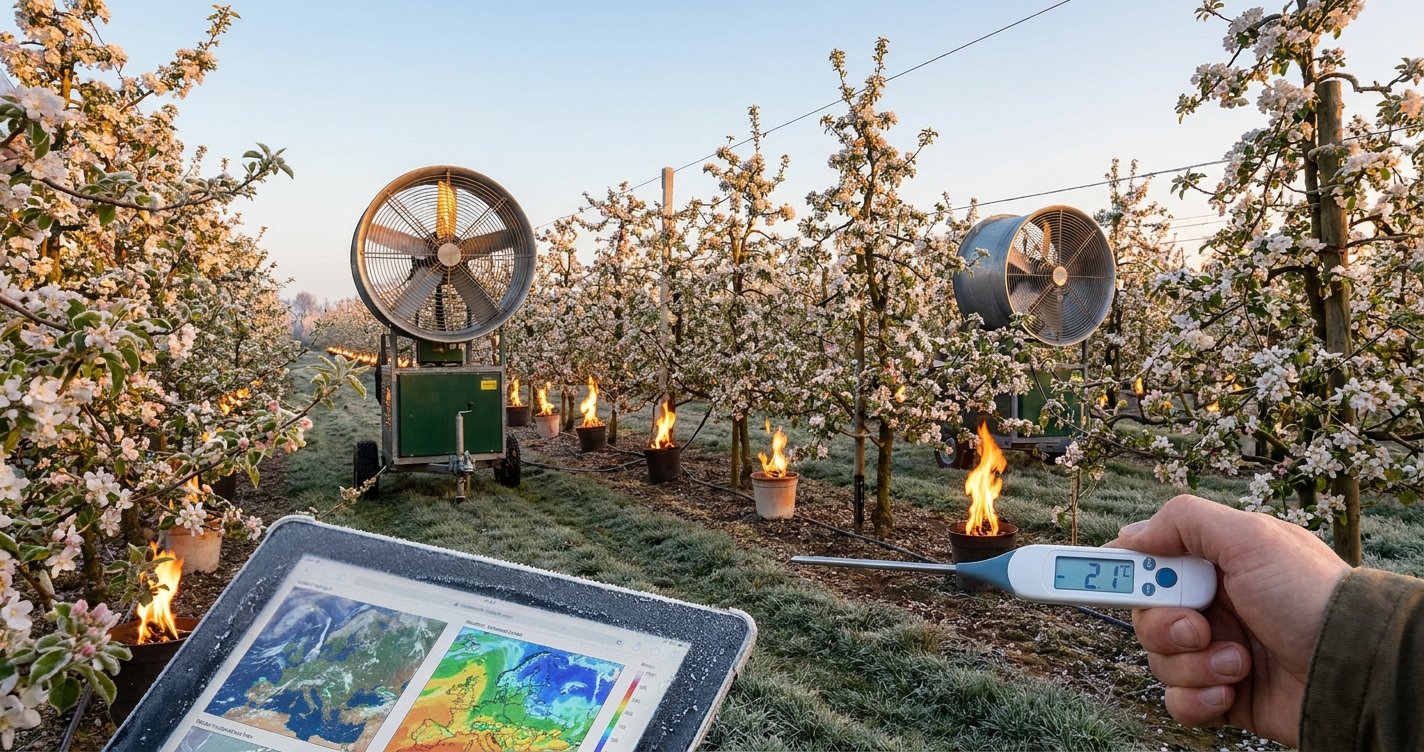 Przymrozki wiosenne 2026: uderzą 21 kwietnia. Jak chronić sady