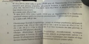 500 zł za wieniec i&nbsp;znicze. Rolnik pokazał wyrok po proteście