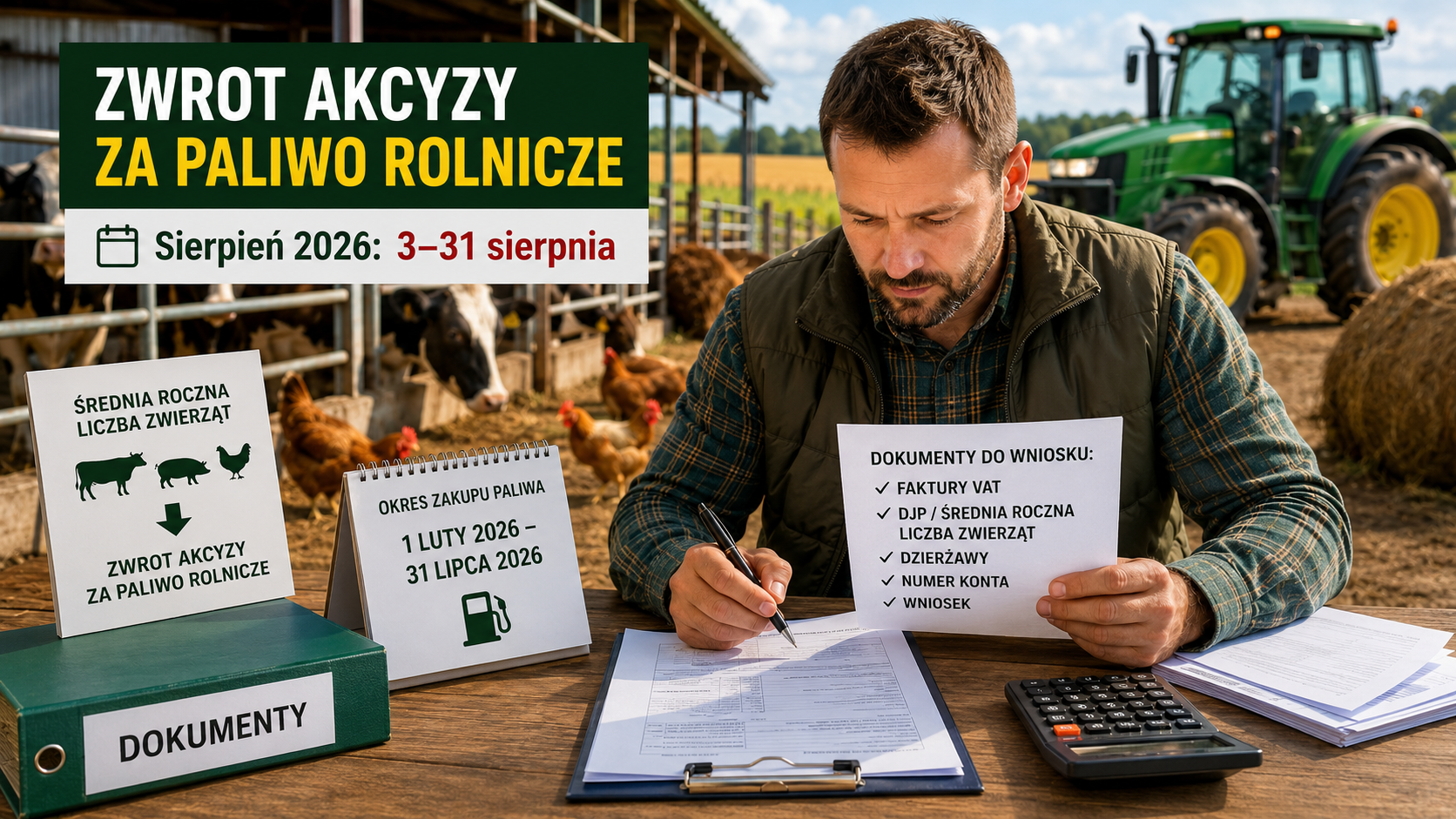 Zwierzęta gospodarskie w gospodarstwie rolnym w kontekście dokumentów DJP do zwrotu akcyzy za paliwo rolnicze