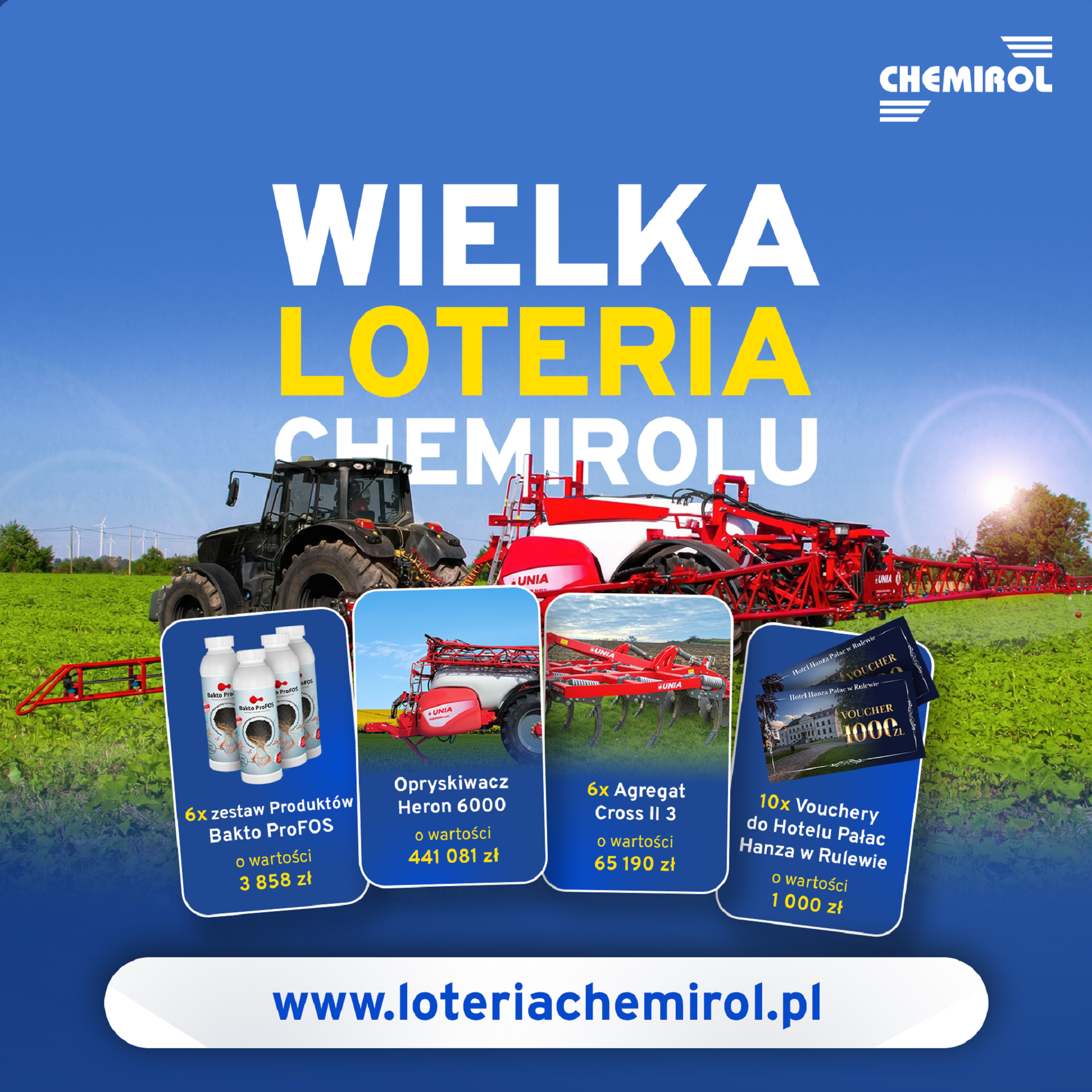 Wielka Loteria Chemirolu rusza z rozmachem – do wygrania opryskiwacz UNIA HERON 6000 i inne nagrody