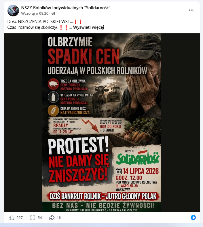 rolnicy protestują w Warszawie