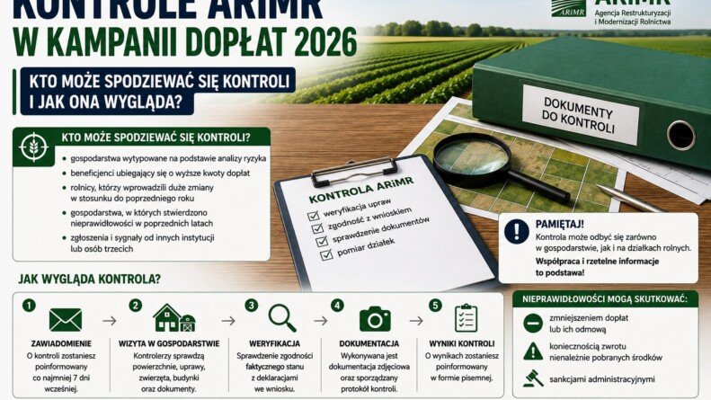 Kontrole ARiMR w kampanii dopłat 2026 – dokumenty do kontroli, mapa działek i materiały związane z weryfikacją gospodarstwa.